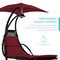 Best Choice Products Hanging LED-Lit Curved Chaise Lounge Chair for Backyard, Patio w/ Pillow, Canopy, Stand